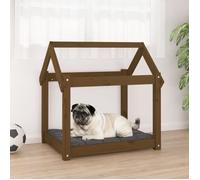 822205 vidaXL Lit pour chien Marron miel 71x55x70 cm Bois de pin solide