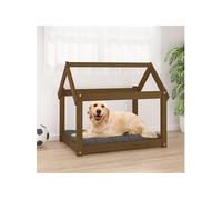 822210 Lit pour chien Marron miel 81x60x70 cm Bois de pin solide