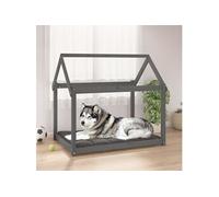 822219 Lit pour chien Gris 111x80x100 cm Bois de pin solide