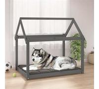 822219 vidaXL Lit pour chien Gris 111x80x100 cm Bois de pin solide Gris G