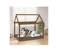 822220 Lit pour chien Marron miel 111x80x100 cm Bois de pin solide