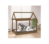 822220 Lit pour chien Marron miel 111x80x100 cm Bois de pin solide