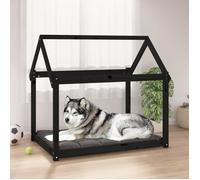 822221 vidaXL Lit pour chien Noir 111x80x100 cm Bois de pin solide