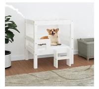 vidaXL Lit pour chien 822368 – Blanc – 55,5x53,5x60 cm – Bois de pin solide