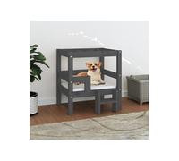 822369 Lit pour chien Gris 55,5x53,5x60 cm Bois de pin solide