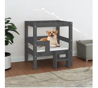 822369 vidaXL Lit pour chien Gris 55,5x53,5x60 cm Bois de pin solide