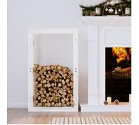 822413 vidaXL Support pour bois de chauffage Blanc 60x25x100 cm Bois de pin