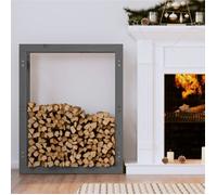 822419 vidaXL Support pour bois de chauffage Gris 80x25x100 cm Bois de pin