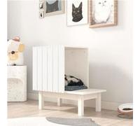 Vidaxl Maison Pour Chat Blanc 60x36x60 Cm Bois De Pin Massif