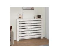 822597 Cache-radiateur Blanc 108,5x19x84 cm Bois massif de pin