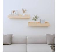 Vidaxl Étagères Murales 2 Pcs 50x12x9 Cm Bois De Pin Massif Marron