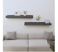 vidaXL Wandschappen 2 st 80x12x9 cm massief grenenhout grijs823591 Gris G