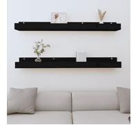 823598 vidaXL Étagères murales 2 pcs Noir 110x12x9 cm Bois de pin massif