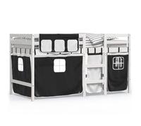 82571& Lit combiné mezzanine pour enfants avec rideaux - KALISSE - 80x200 cm - L205.5x l85.5x H113.5 cm