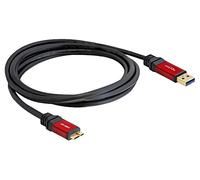 82762 Câble USB A Mâle,Micro USB B Mâle Plaqué Or 3 mètres Noir DELOCK