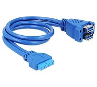 USB 3.0 Pin Header - Câble interne USB vers externe - tête 19 broches USB 3.0 (F) pour USB type A (F) - 45 cm - bleu