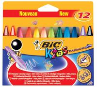 BIC Craies de coloriage Plastidecor Triangle – couleurs assorties – étui carton de 12