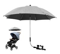 82cm Ombrelle Poussette Universelle, Anti UV 50+ Parasol Poussette Bébé avec Pince Flexible & Bras Réglable, Parapluie de Protection Solaire pour Landau,Fauteuil Roulant,Poussette (gris, 82cm)