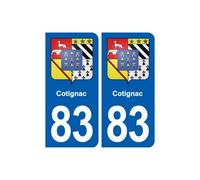 83 Cotignac blason autocollant plaque stickers ville - Angles : arrondis
