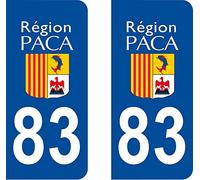 83 Région PACA département région Logo Autocollant Plaque immatriculation Auto Voiture Sticker, Couleur : Bleu, Angle : Arrondi