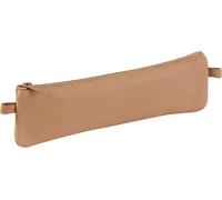 8301c - Trousse Scolaire Plate 22x6 Cm En Véritable Cuir, Beige[Z805]