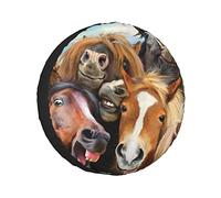 831 Housse Roue De Secours Chevaux Drôle Selfie Couverture De Roue De Secours Antipoussière Housse pour Roue Pneu Imperméable Housse Pneu De Rechange Universelle pour Camion Trailerrv Auto Remorque M