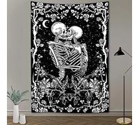 831 Tapisserie Murale Grande Tenture Murale Tapestry Chic Tenture Pour Dortoir Fête Cadeau 100X150cm Hippie Skull Kissing-Ancient The Kissing Lovers Skull-Mandala Skull Flower