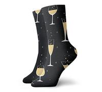 832 Chaussettes Verres À Champagne Sur Fond Noir Chaussettes De Sport Légères Socquettes De Sport Confortables Socks Pour Courir Handball Cadeau