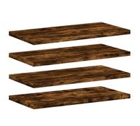 832917& Lot de 4 Étagères murales - Flottantes - chêne fumé 40x20x1,5cm - Bois - Panneaux de particules
