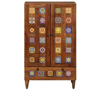 (83320)NEUF""Bibliothèque de rangement - Cabinet/Buffet haut - Noyer 60x33,5x100cm - Bois de mangue massif - armoire à étagère - Dess