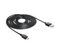 Delock Câble USB USB 2.0 USB-A mâle, USB-Mini-B mâle 3.00 m noir connecteur utilisable des deux cotés, contacts dorés, certifié