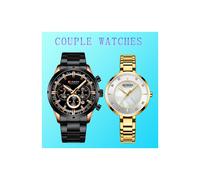 (8355-rose-noir) Ensemble de montres pour couple Curren pour homme et femme, montre minimaliste pour