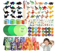 84 Pcs Anniversaire Dinosaure Party Favors, Dinosaure Party Jouet avec Mini Dino Papier à Gratter Dino Puzzle Bracelets en Silicone Ballons, Kit Anniversaire Dinosaure Cadeau pour Enfants