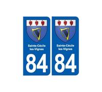 84 Sainte-Cécile-les-Vignes blason autocollant plaque stickers ville - Angles : droits