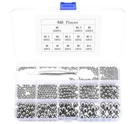 840 Pièces Billes de Précision en Acier Inoxydable, Roulement à Billes en Acier Inoxydable, Métalliques Sphères pour Roulements de Vélos, Skateboards, Rollers(13 Tailles)