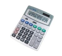 Milan Blister Pack Grey Metal Colour 14 Digit Calculator Argenté