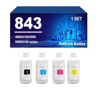 843 Bouteilles d'encre De Recharge Compatibles avec Les Imprimantes pour HP PageWide XL 4000 4100 4500 5000 Et 5100, 1 000 ML,4 Colors-1 Set