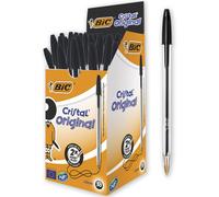 [847897-50] BIC Lot de 50 Stylos bille CRISTAL Rechargeable Pointe Moyenne Noir