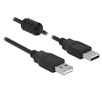 Câble DeLOCK 84889, USB 2.0 A Mâle/Mâle, 1m, Noir, Double Blindage, Contacts Nickel/Or, AWG 24/28, Transfert 480 Mbit/s