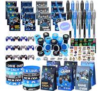 84Pcs Jeu Vidéo Fournitures de Fête Pinata Anniversaire Cadeau Garçon Stylo Encre Invisible Carnet Bracelet Silicone Porte-clés Tampon Tatouage Lumineux Sac de Cadeau Anniversaire Enfants Invites
