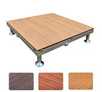 84x84 cm Plateforme Surélevée D'extérieur，pieds Réglables en Hauteur | WPC Dalles de Terrasse Modulaires，antidérapantes, Structure Métallique, pour Jardin Cour Camping(Teak,84x84x15cm)