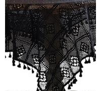 (85*85cm-Dentelle De Balai Noire) Nappe Ronde Vintage Pastorale Américaine Faite À La Main Au Crochet, Dentelle Creuse, Franges, Glands, Housse De Table À Manger De Mariage A