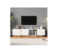 85-inch television stand with storage cabinet and open shelving, embossed texture television stand, white finish