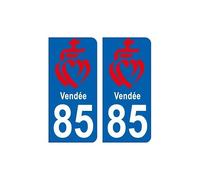 85 Vendée logo 9755 autocollant plaque immatriculation auto sticker - Couleur : arrondis - Angles : arrondis