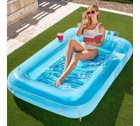 85" X 57" Flotteur de piscine gonflable extra large pour adulte avec oreiller, radeau de bronzage gonflable 4-en-1, lit flottant, ballon d'eau, cadeau pour fête de piscine vert,bleu,brun,rose,couleur