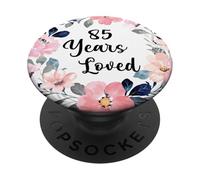 85 Years Loved 85th Birthday Floral 85 Year Old Men Women PopSockets PopGrip Adhésif