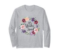 85 Years Loved Floral 85th Birthday Women 85 Years Loved Manche Longue