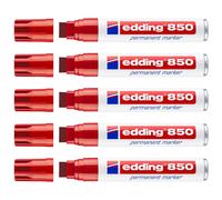 edding Marqueur permanent 850 – rouge – pointe biseautée 5–15 mm – 5 stylos