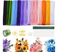850 cure-pipes à fleurs, 15 couleurs, Kit Complet Fleurs en Fils Chenille, Fil Chenille, avec Étamines Artificiel Tige Fleur Perles Rubans Ruban Adhésif, pour Loisirs Creatifs et Décoration DIY