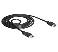 85055 Câble USB A femelle, USB A mâle plaqué or 1,5m noir Cu DELOCK